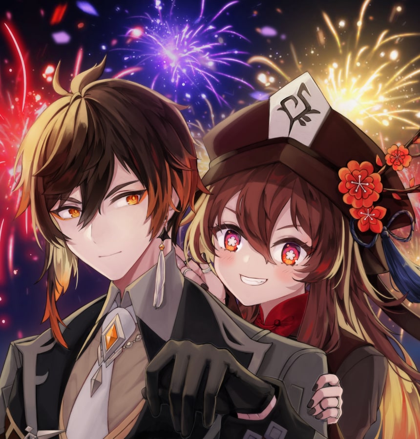 Zhongli Hu Tao Genshin Impact min